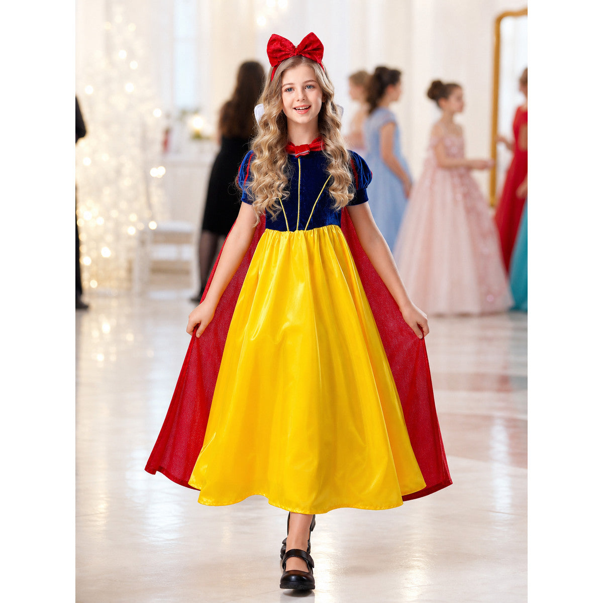 Princess Carnival Costume with Cape and Bow