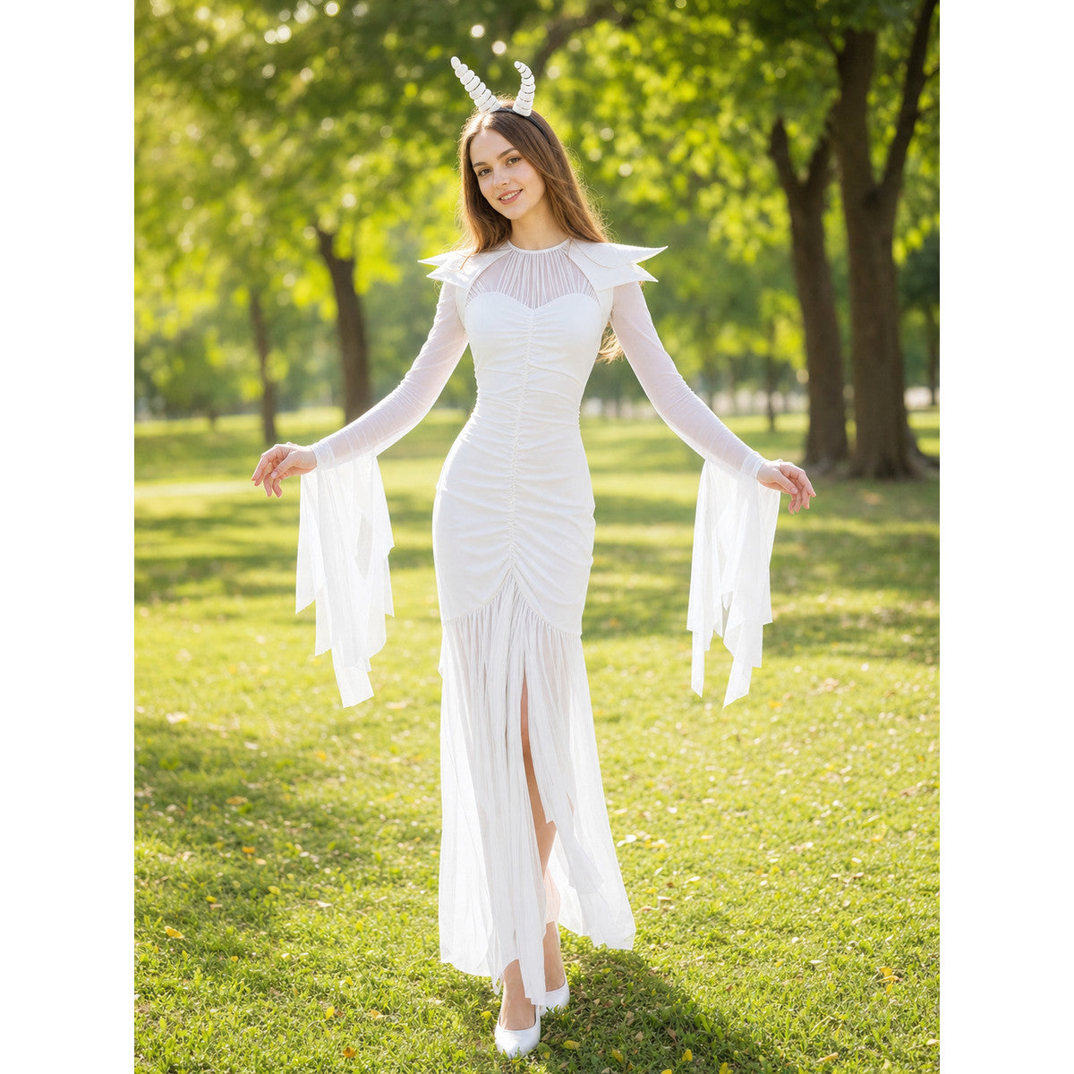 Little Devil Costume: Long Dress and Horns lifestyle