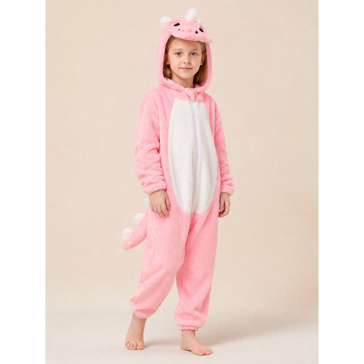 Pink Dinosaur Hooded Children's Jumpsuit product detail