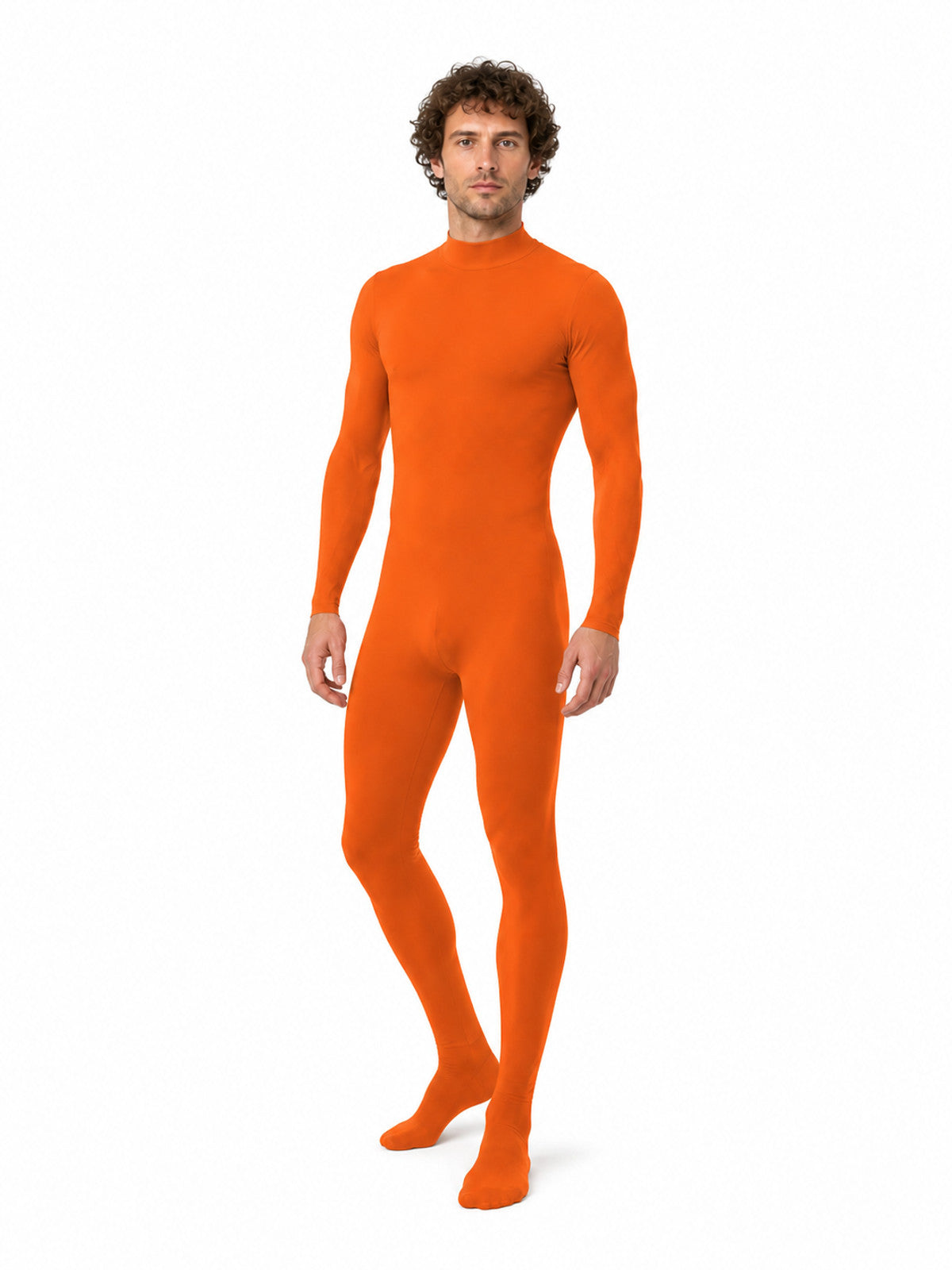 Orange Zentai Bodysuit, Form-Fitting, High Collar product detail