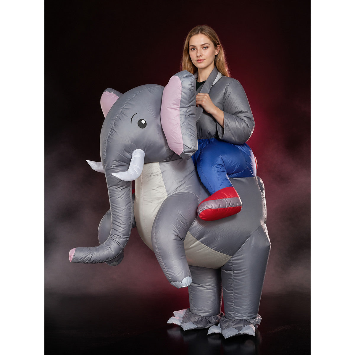 Adult Elephant Inflatable Costume, Halloween Cosplay Party Outfit with Saddle main product view