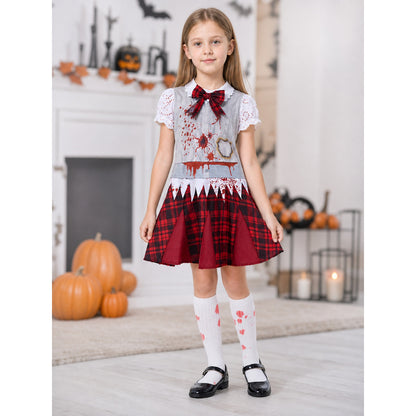 Zombie costume: top, skirt, and bow tie lifestyle