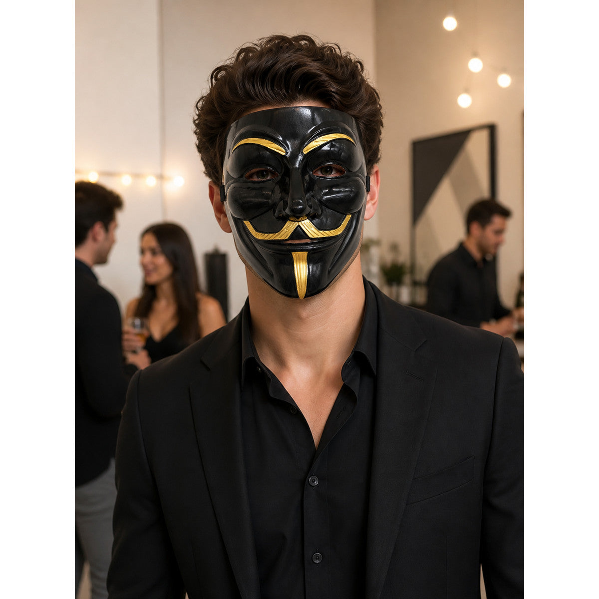 Anonymous-style carnival mask for Halloween and cosplay lifestyle view