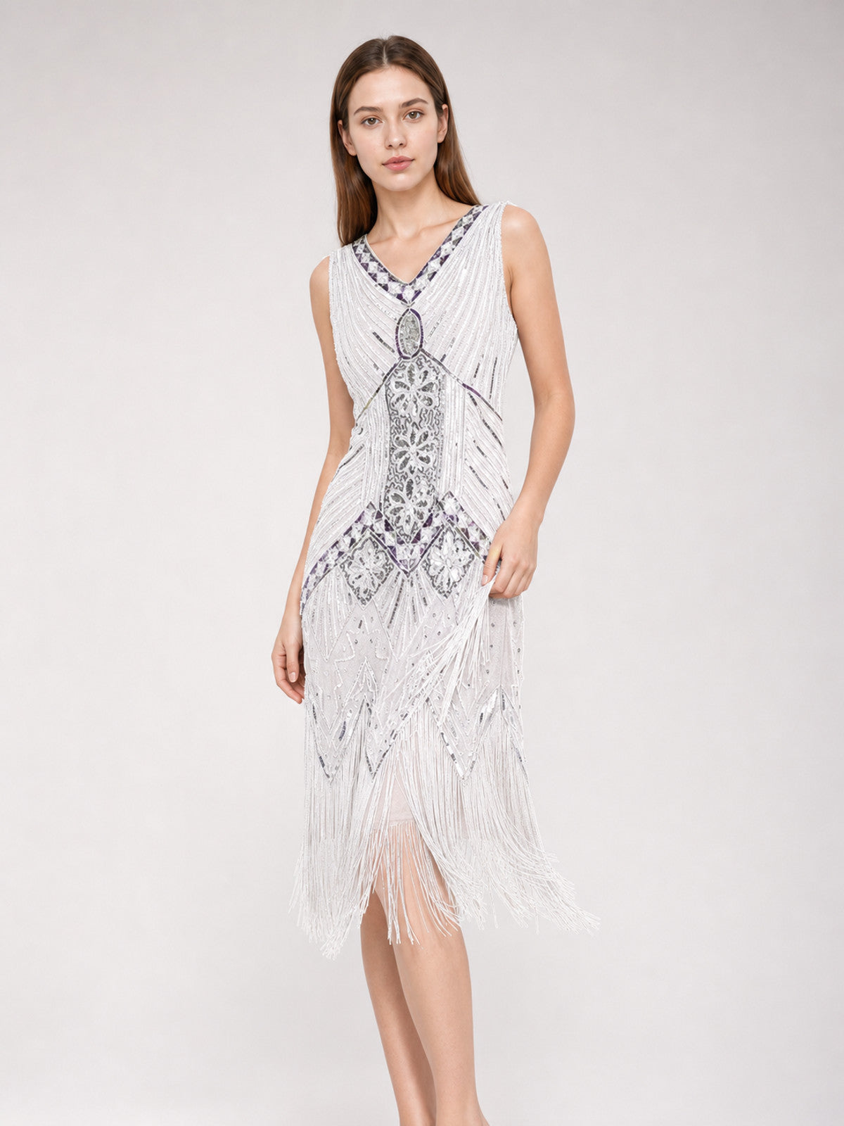 1920s-Style Sequin Fringe Dress