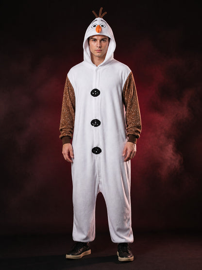 Snowman Character One-Piece Costume, Hooded Long-Sleeve Outfit main product view