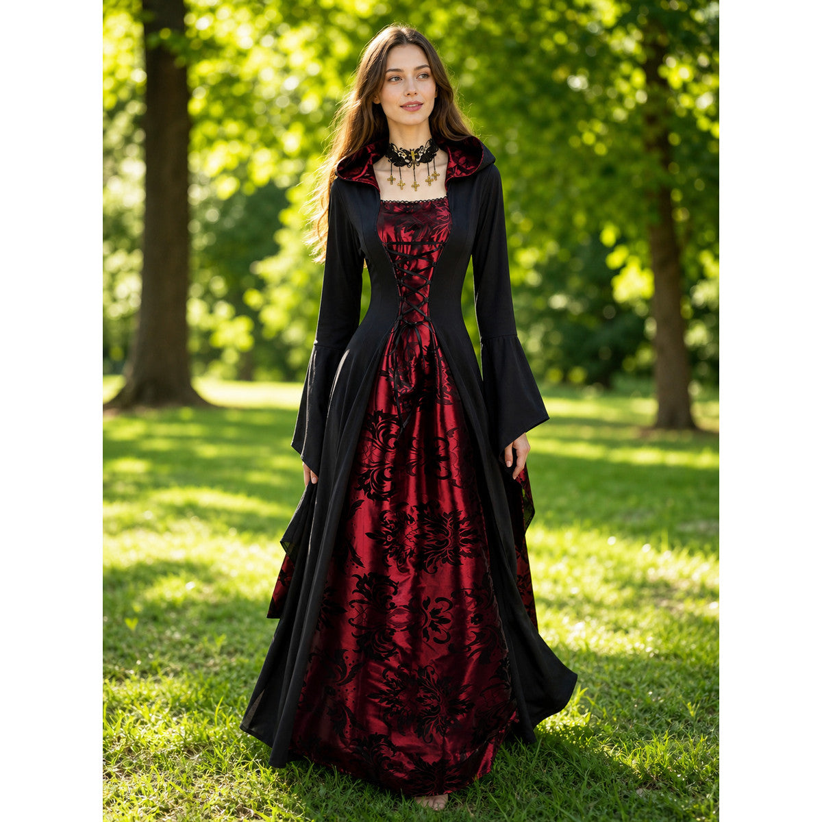 Gothic Hooded Robe Dress for Halloween lifestyle