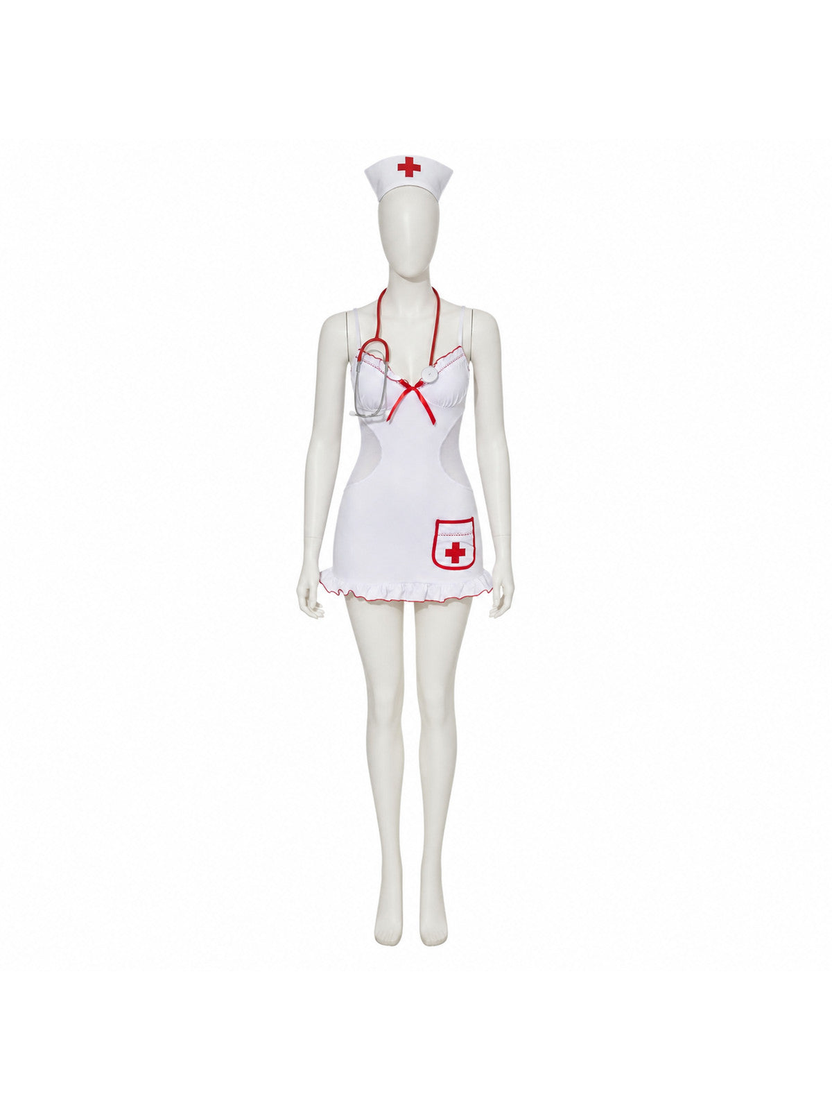 White Medical Costume with Red Trim Costumes detail