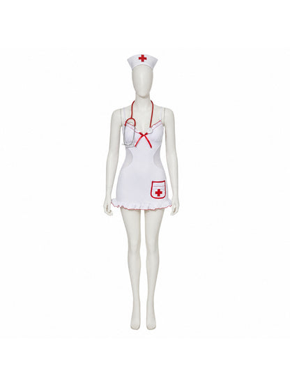 White Medical Costume with Red Trim Costumes detail