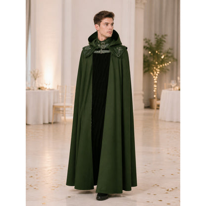 Vampire Halloween Cosplay Cloak, Black, with Hood lifestyle view