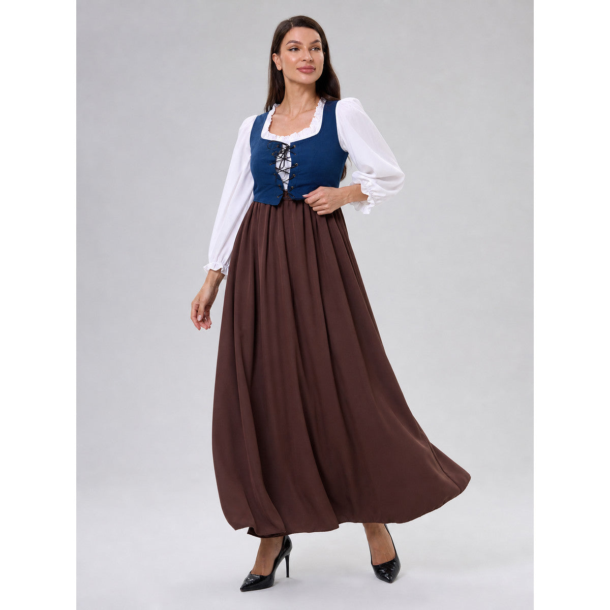 Retro Renaissance-Style Dress with Corset Lacing lifestyle
