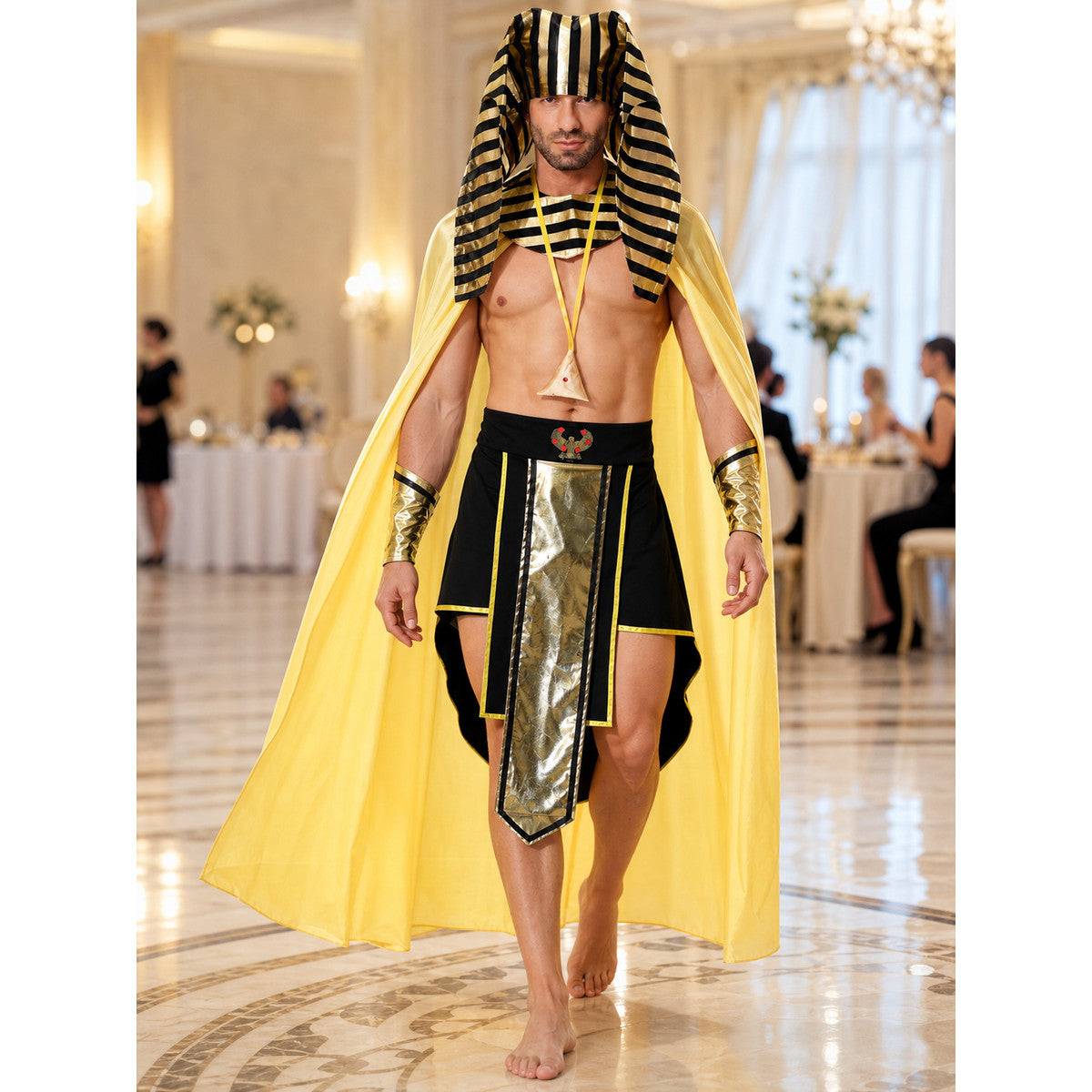 Egyptian Pharaoh Costume with Cloak and Accessories