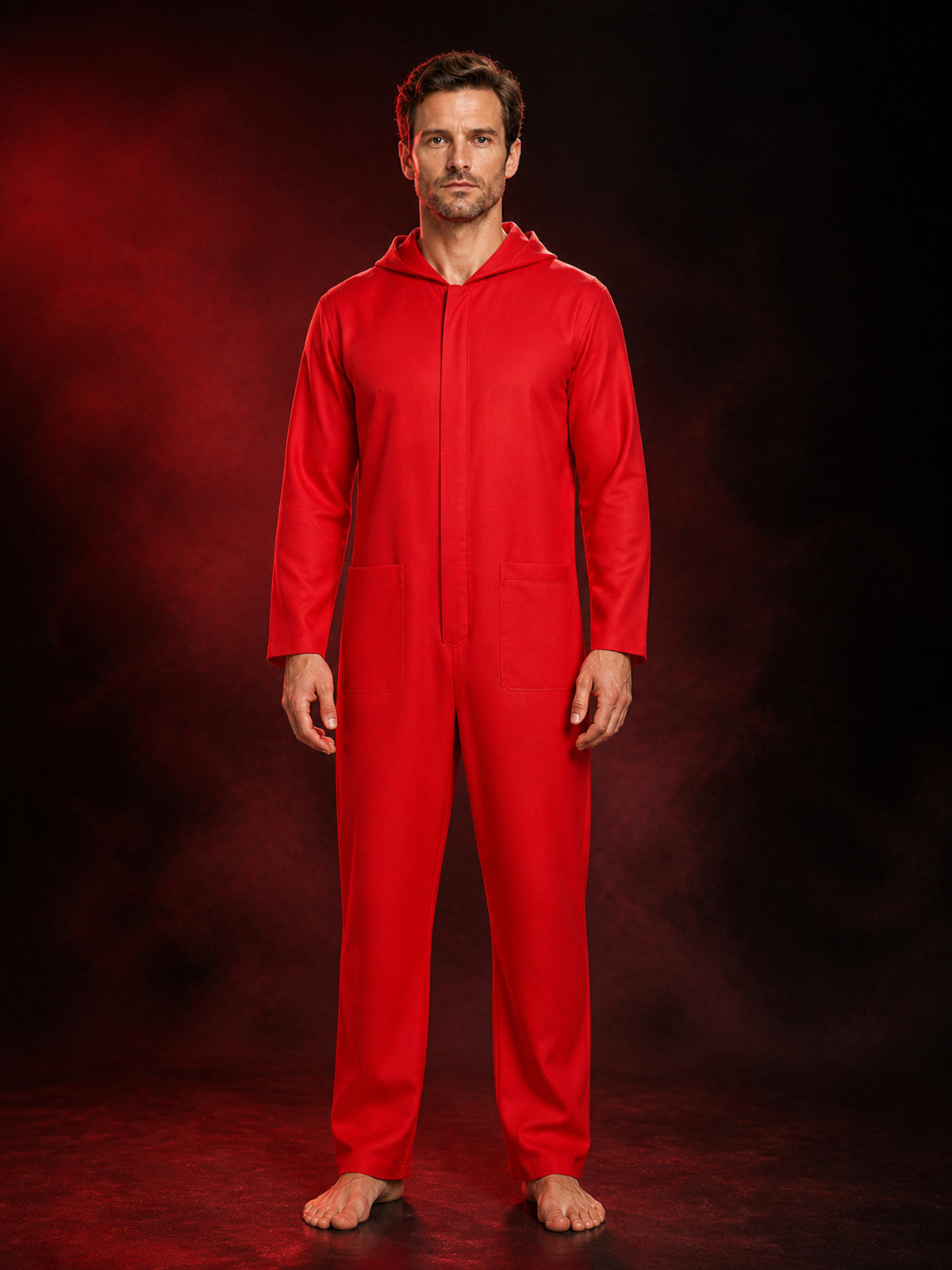 Red Dali Hooded Jumpsuit Costume, Long Sleeve Cosplay Outfit main product view