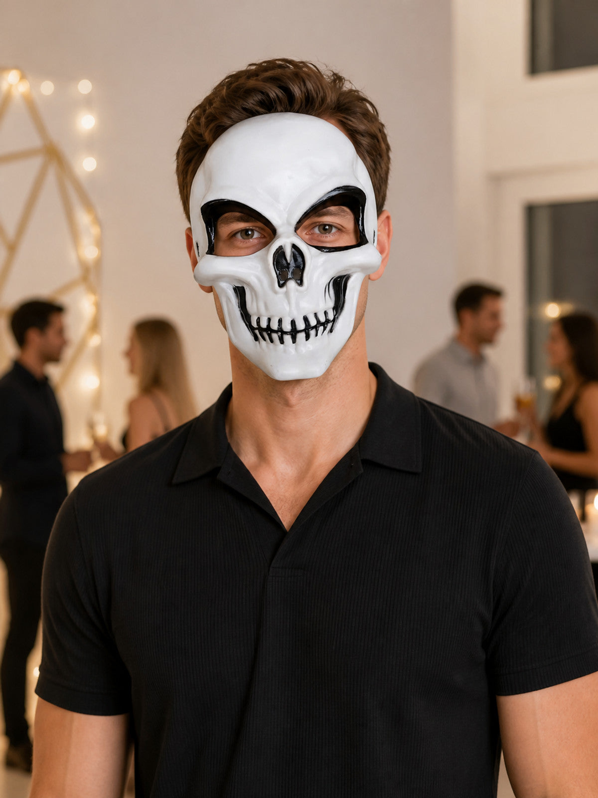 Black and White Skull Carnival Mask for Halloween and Cosplay
