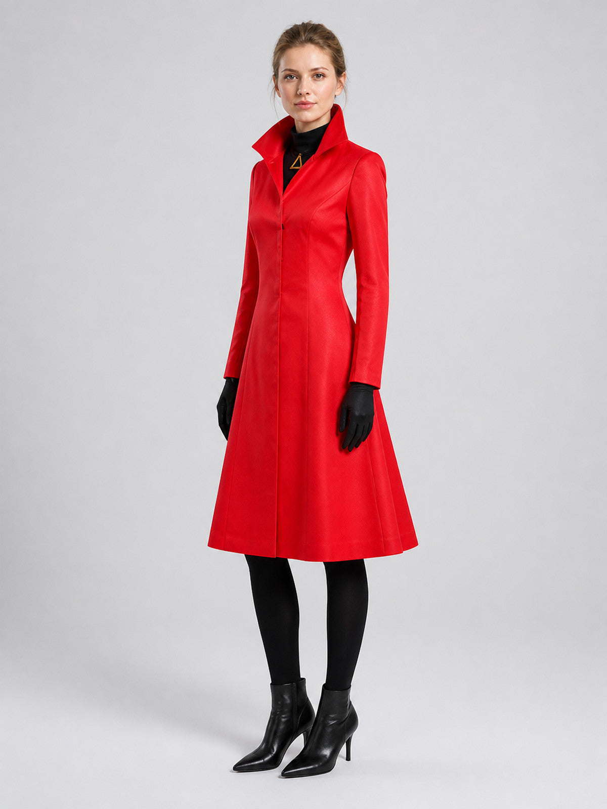 Long Red A-Line Coat with Hood, Star Wars side view