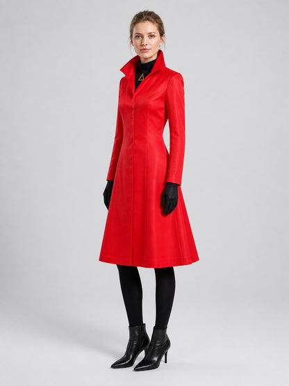 Long Red A-Line Coat with Hood, Star Wars side view