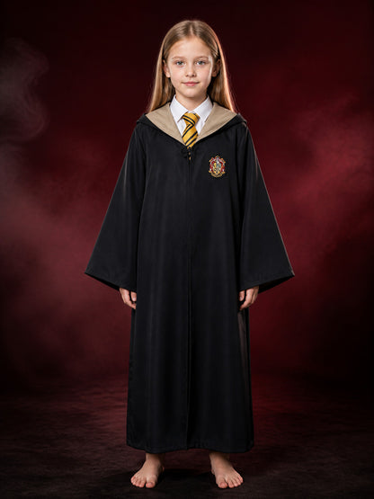 Hooded Wizard Robe Costume Set With Striped Tie, Academy-Style Halloween Outfit main product view