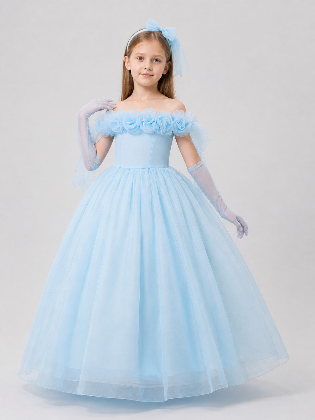 Tutu Dress with Floral Decorations for Performances Costume Dresses detail