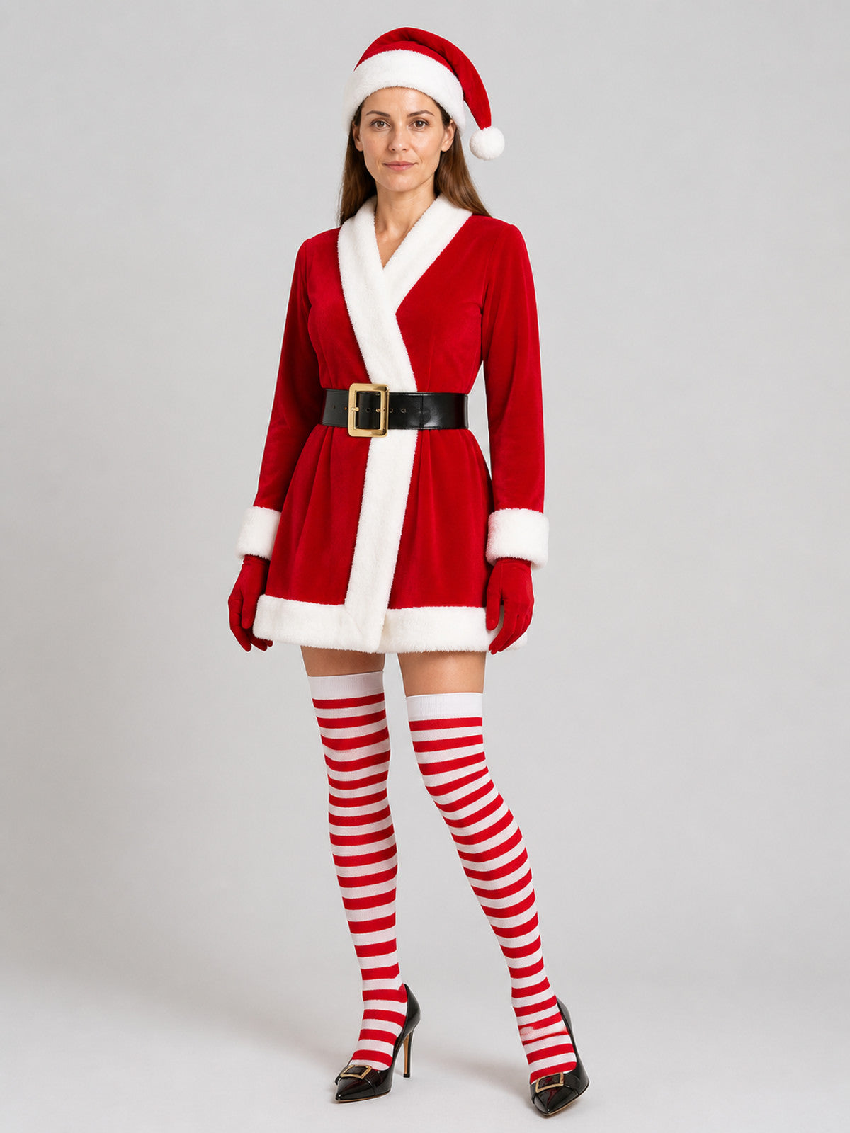 Christmas dress with hat, belt, gloves, and socks Costume Dresses detail