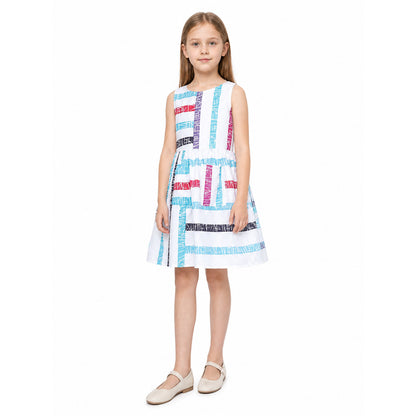 Children's sleeveless dress with geometric stripes Costume Dresses detail