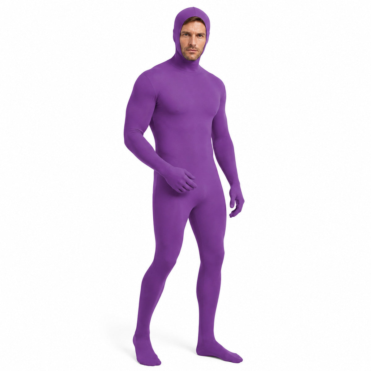 Purple Form-Fitting Hooded Halloween Bodysuit