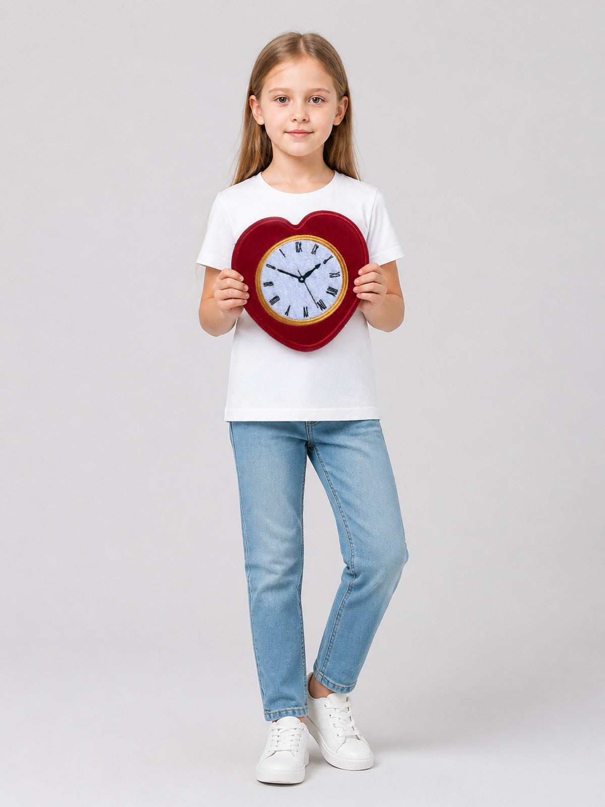 Heart-Shaped Wall Clock with Roman Numerals product detail