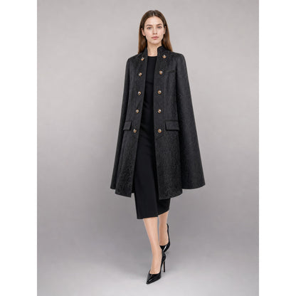 Black carnival cloak with jacquard pattern lifestyle
