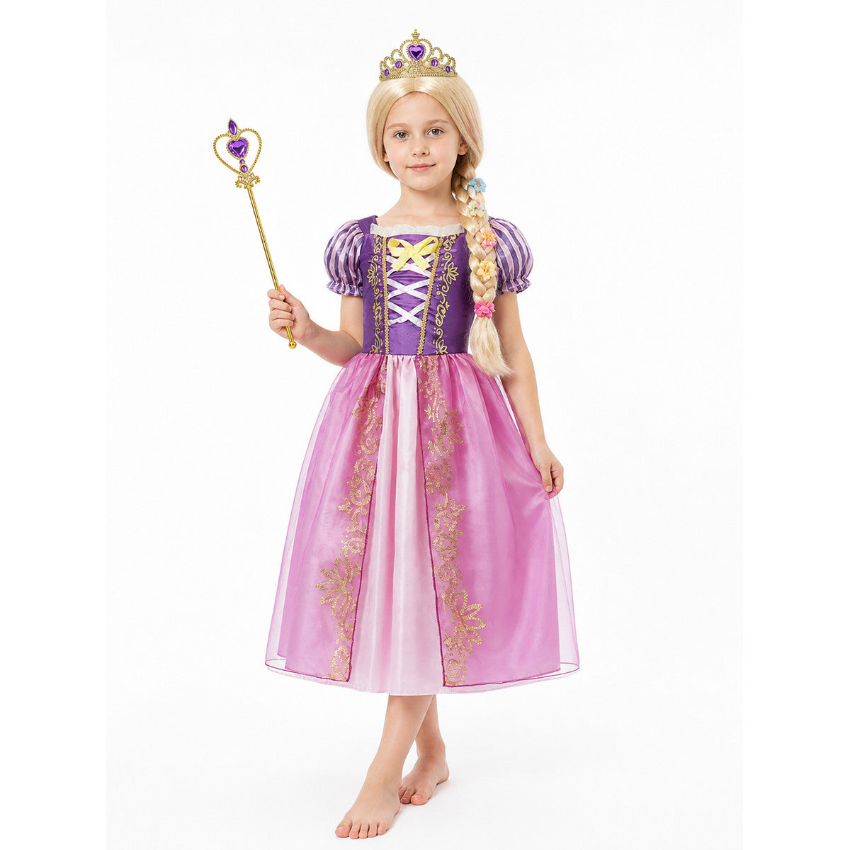 Rapunzel Princess Costume with Dress and Crown Costume Dresses detail