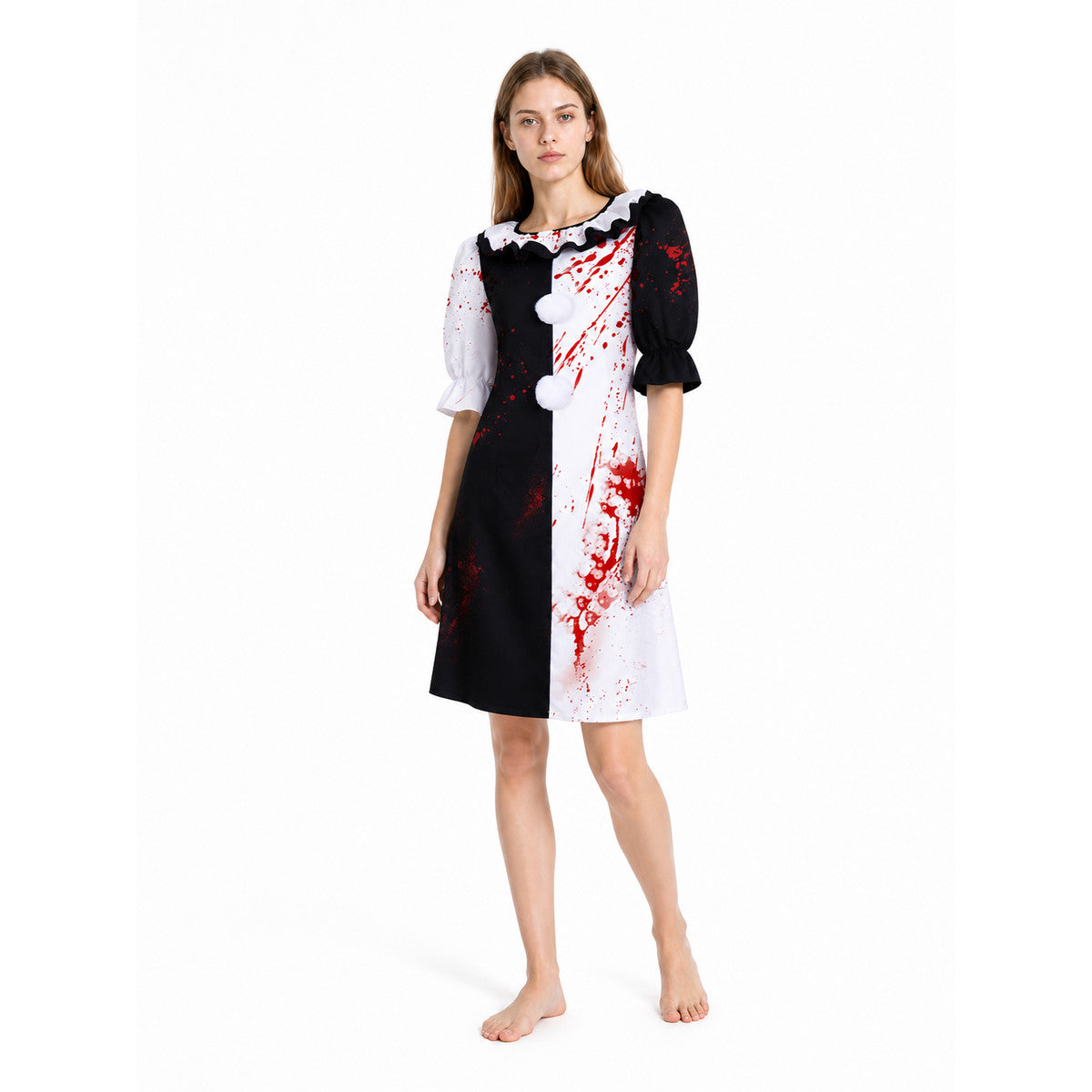 Clown Carnival Dress with Blood Print Costume Dresses detail