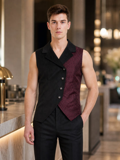 Asymmetrical Sleeveless Steampunk Vest lifestyle view