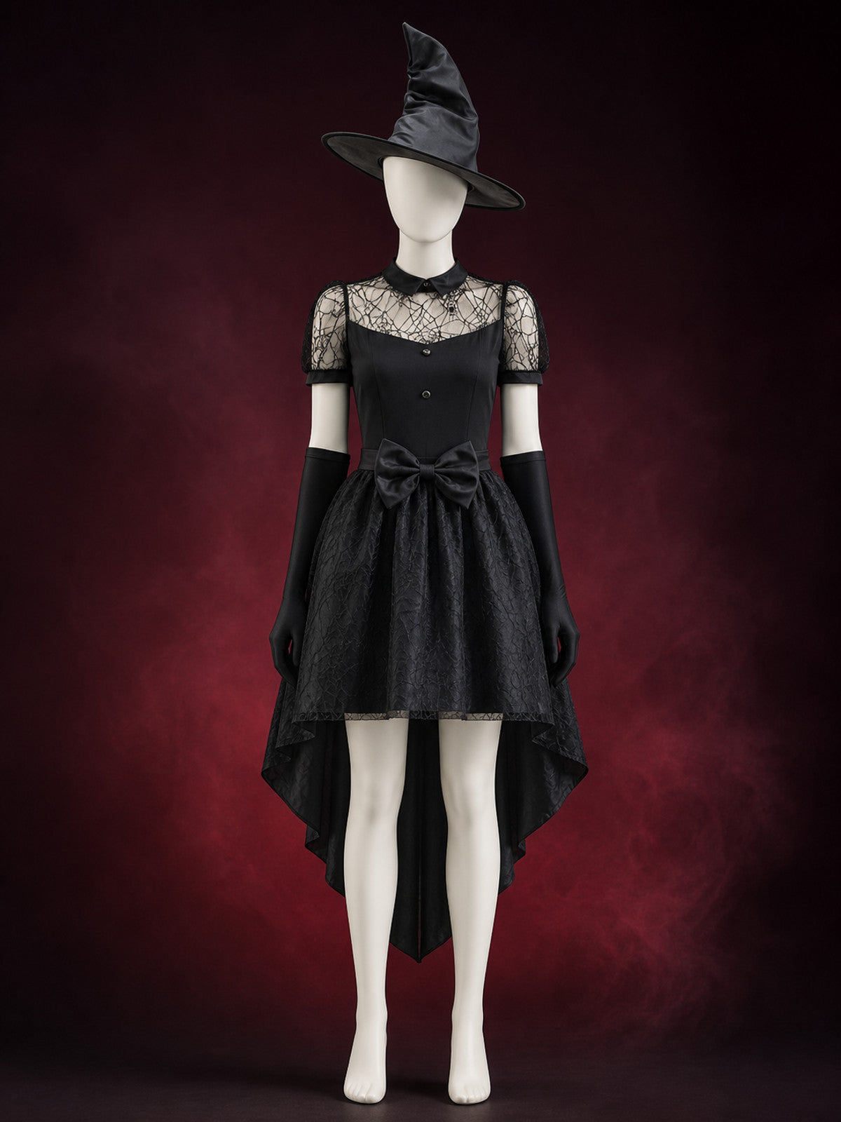 Women's Witch Costume with Hat and Gloves main product view