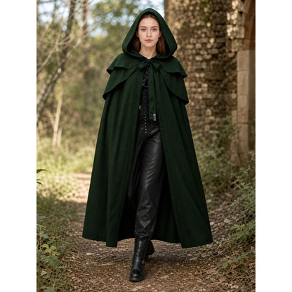 Long Green Gothic Hooded Cloak for Cosplay lifestyle view