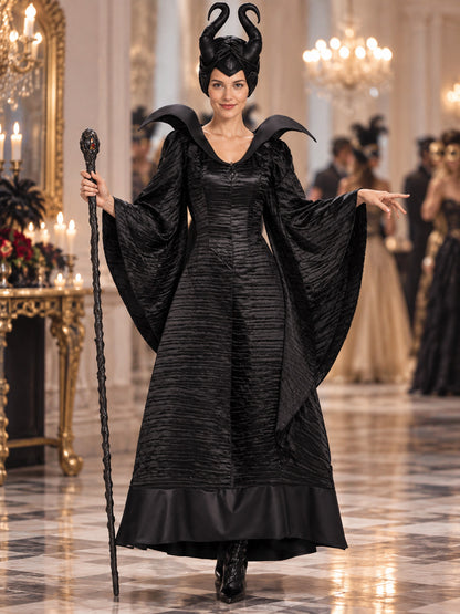 Witch Halloween Costume with Horned Headpiece