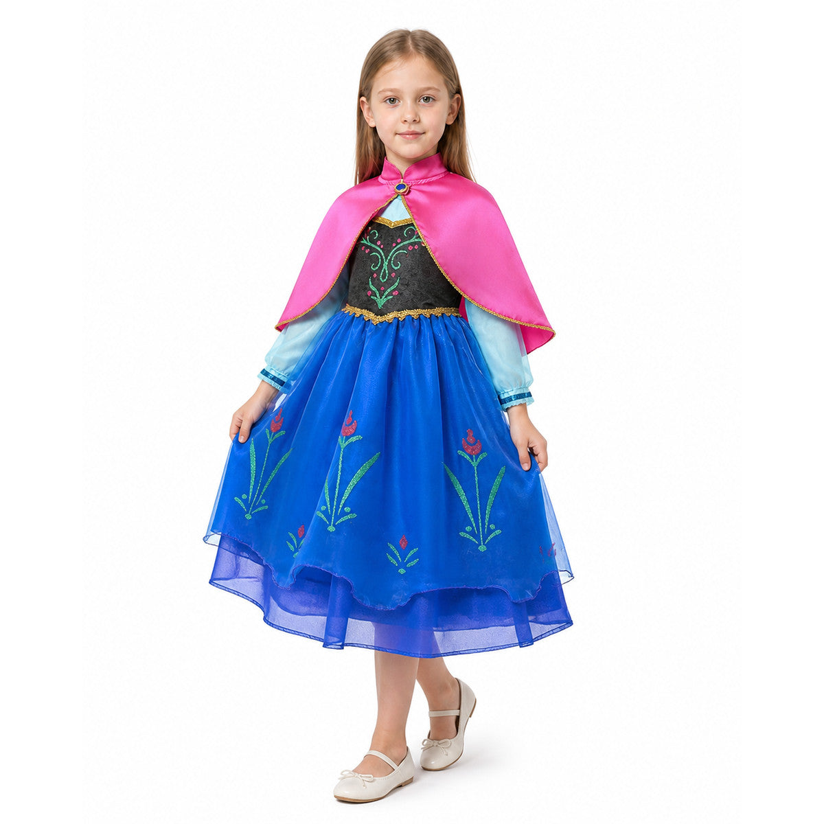 Long Princess Dress for Girls with Flowers and Vines Costume Dresses detail