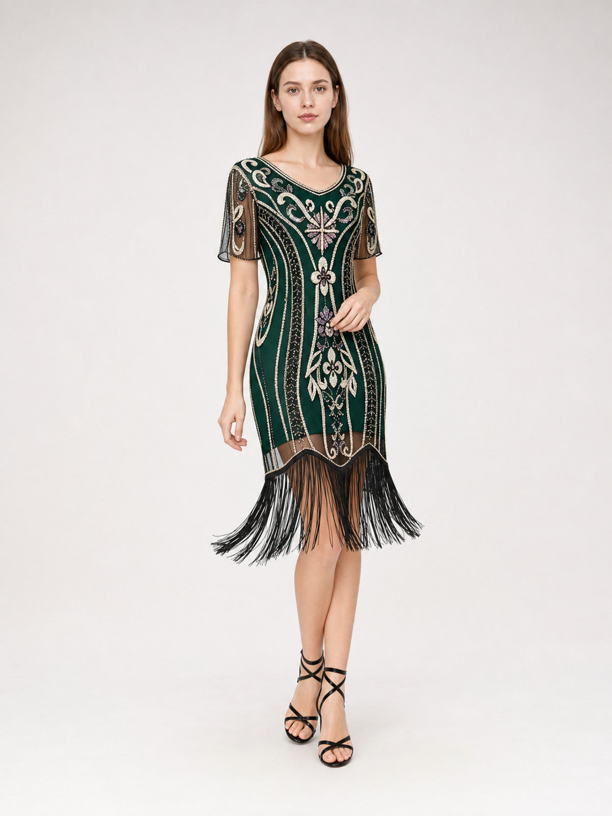 Gatsby-Style Dress with Fringe and Sequins Costume Dresses detail