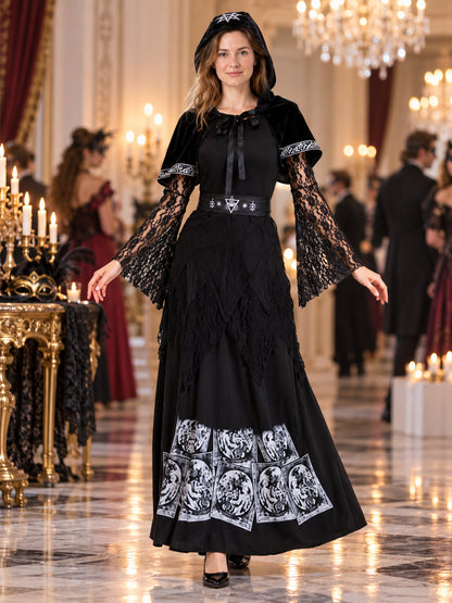 Vampire Costume with Dress, Cape, and Belt