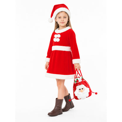 Children’s Santa Costume, Red Dress and Bag product detail