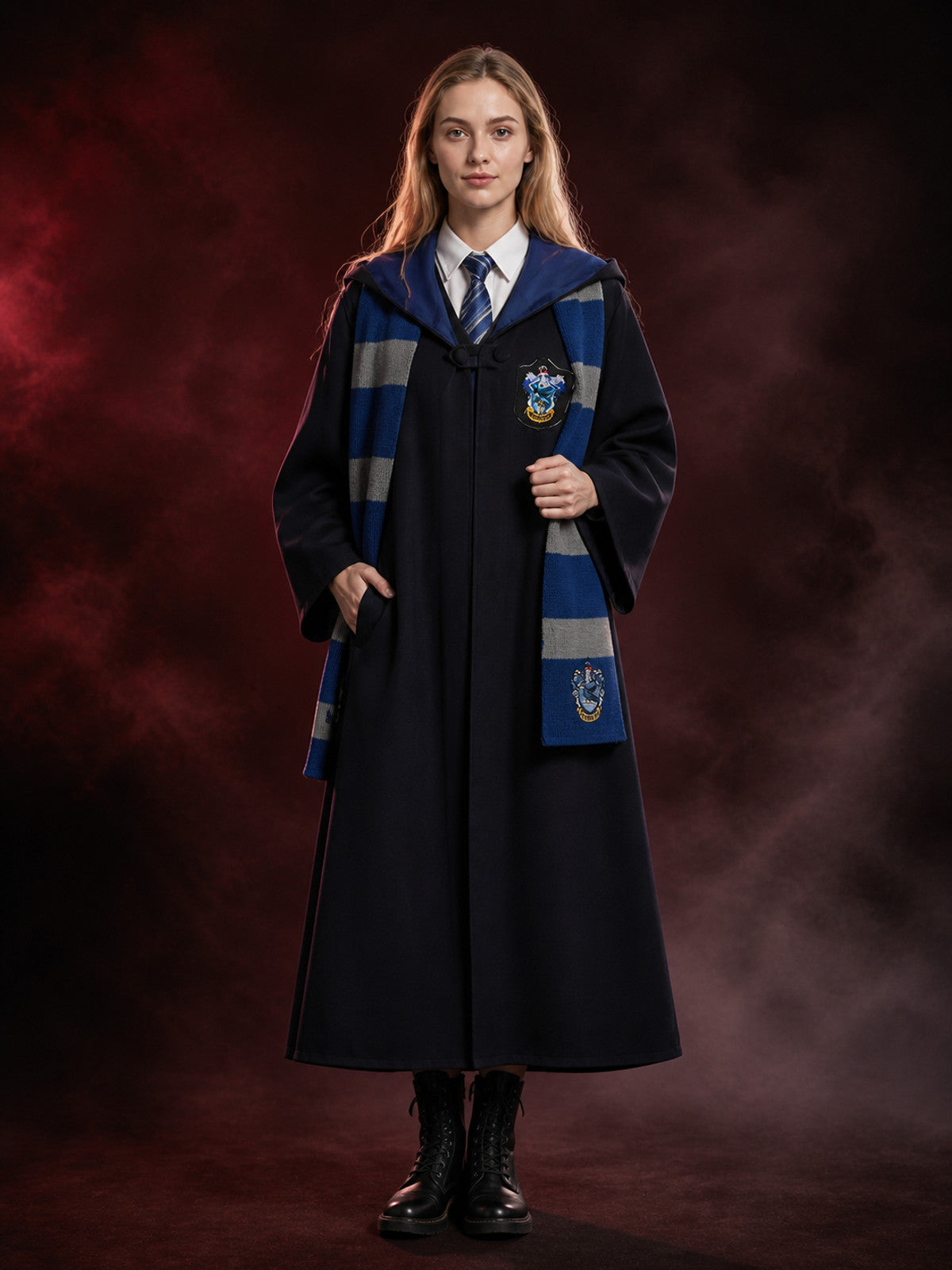 Kids Wizard Robe Costume Set with Striped Scarf and Tie