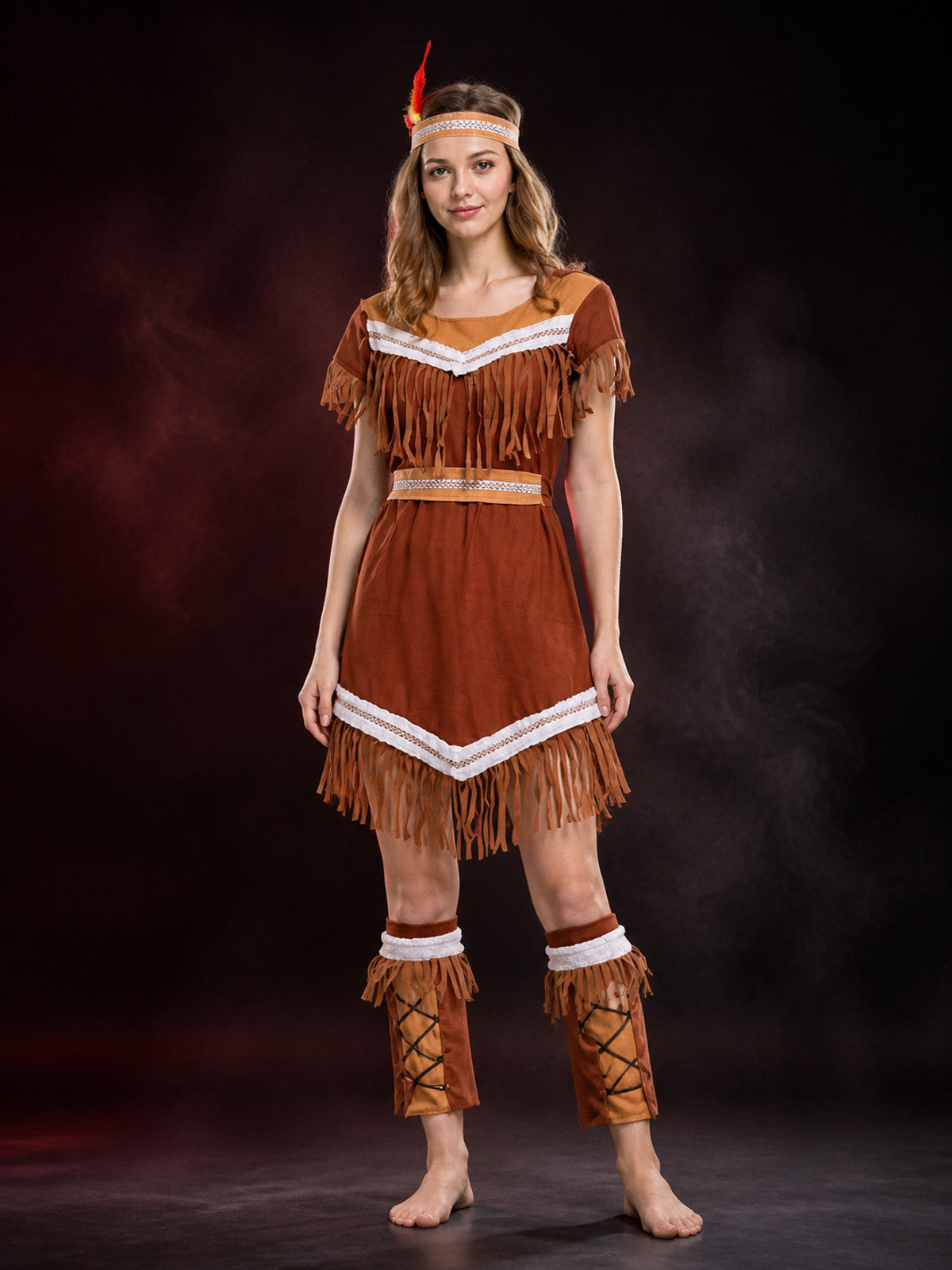 W-0211 Indian Princess Costume with Fringe for Halloween main product view