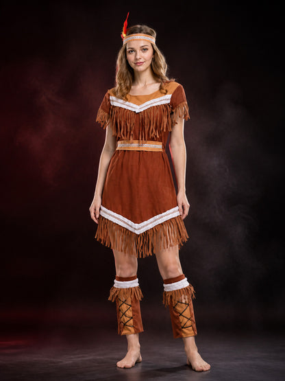 W-0211 Indian Princess Costume with Fringe for Halloween main product view