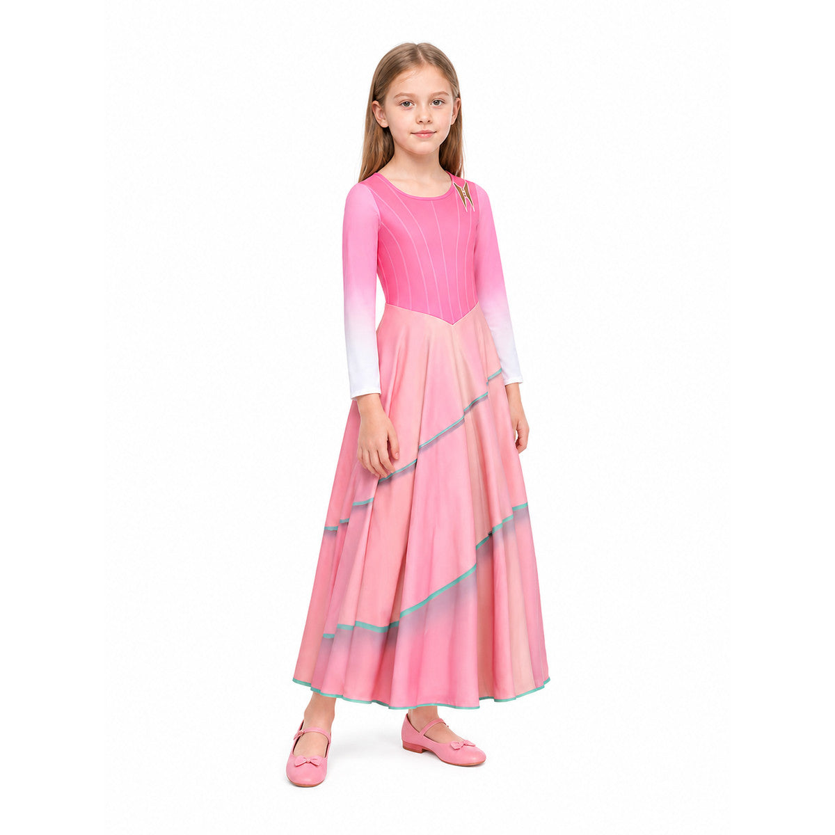 Children's Long Pink Glinda Witch Dress for Halloween Costume Dresses detail