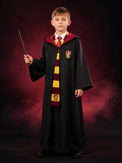 Gryffindor Wizard Costume Set, Hooded Robe With Scarf And Tie main product view