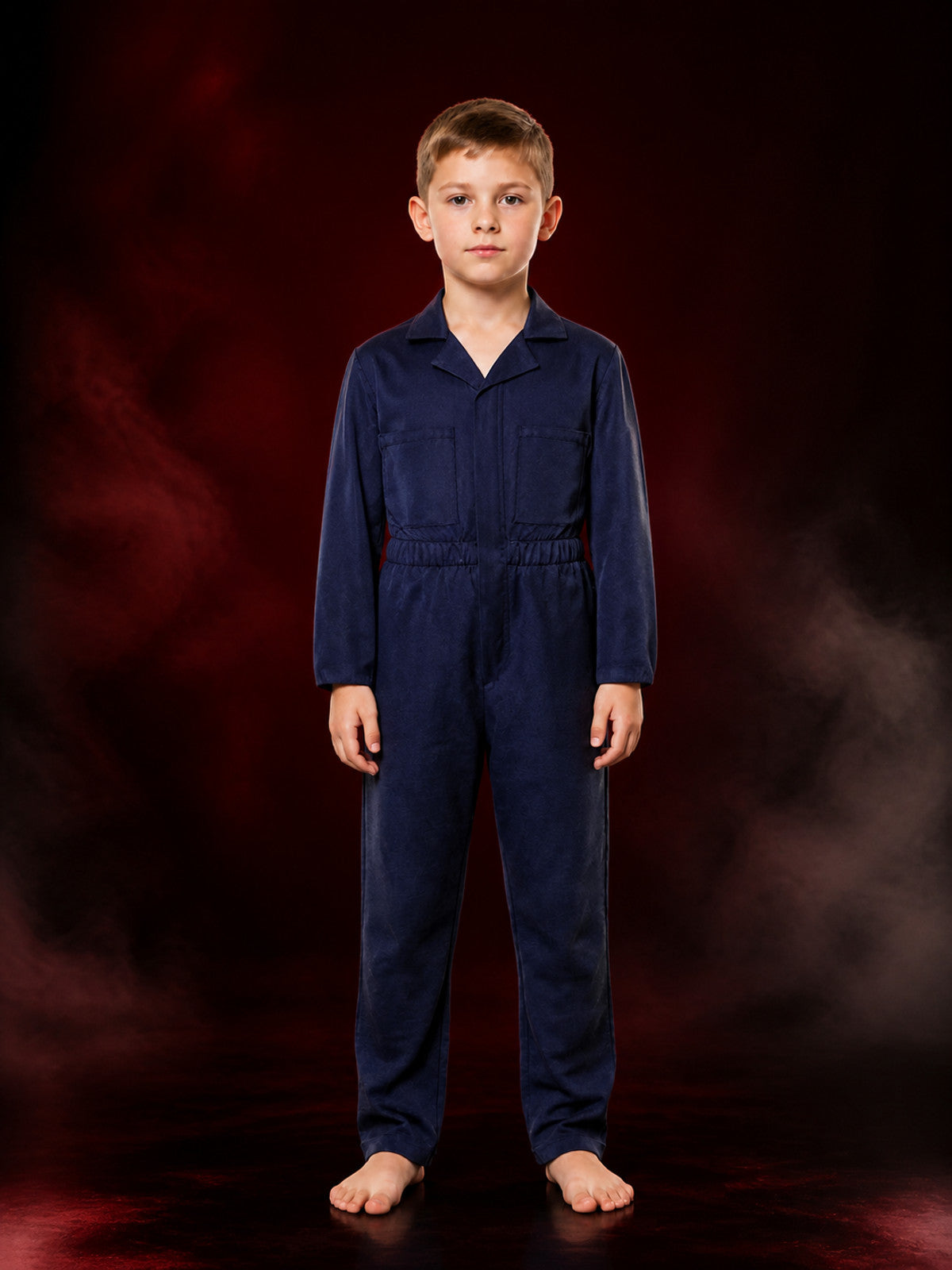 Michael Myers Jumpsuit Costume, Adult Navy Blue Workwear with Chest Pockets and
