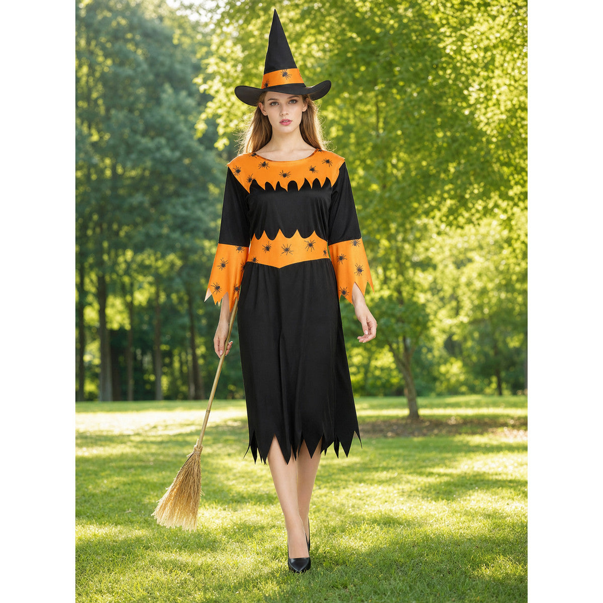 Halloween Witch Costume with Hat and Dress lifestyle