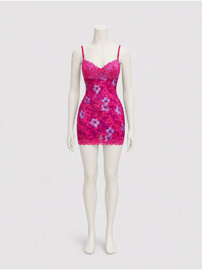 Floral Print Dress with Thin Straps Costume Dresses detail