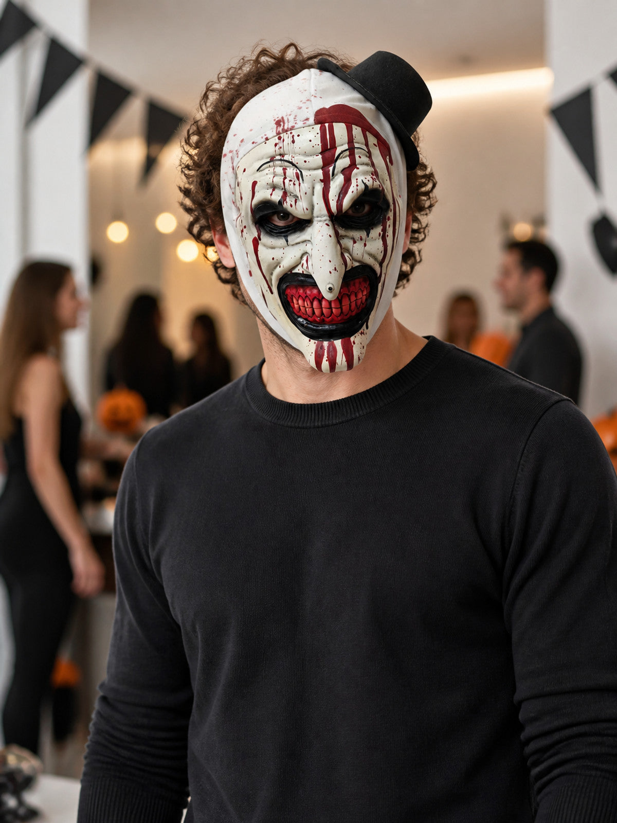 Blood-Splattered Clown Carnival Mask for Halloween and Cosplay lifestyle view