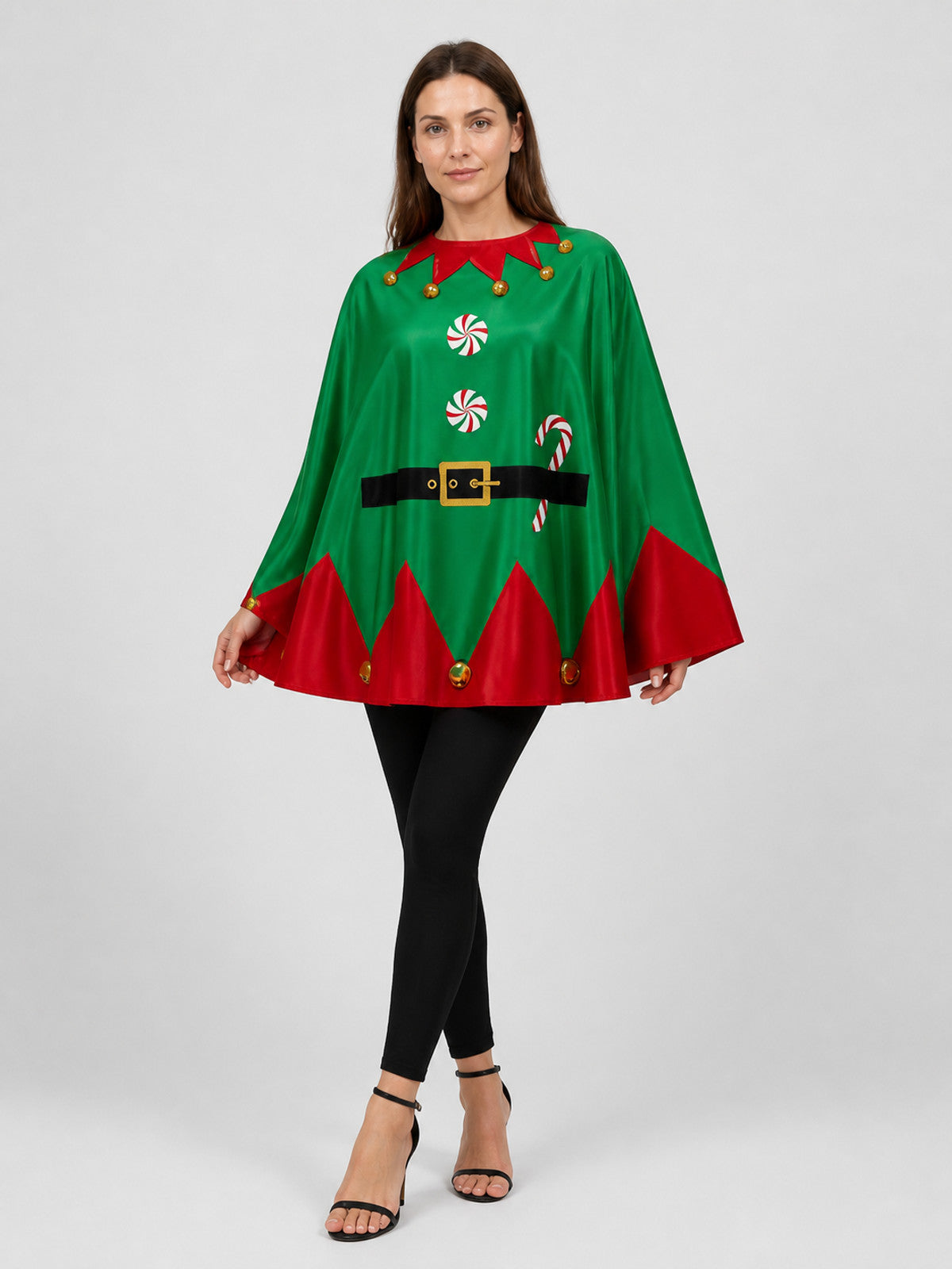 Christmas Green Elf-Style Cape with Belt Costume Capes detail
