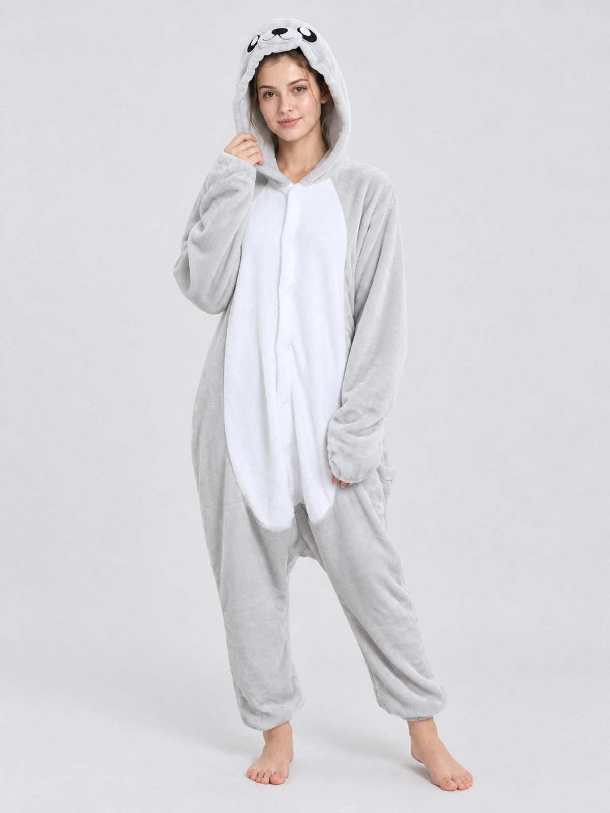 Flannel Sea Lion Kigurumi Jumpsuit with Face