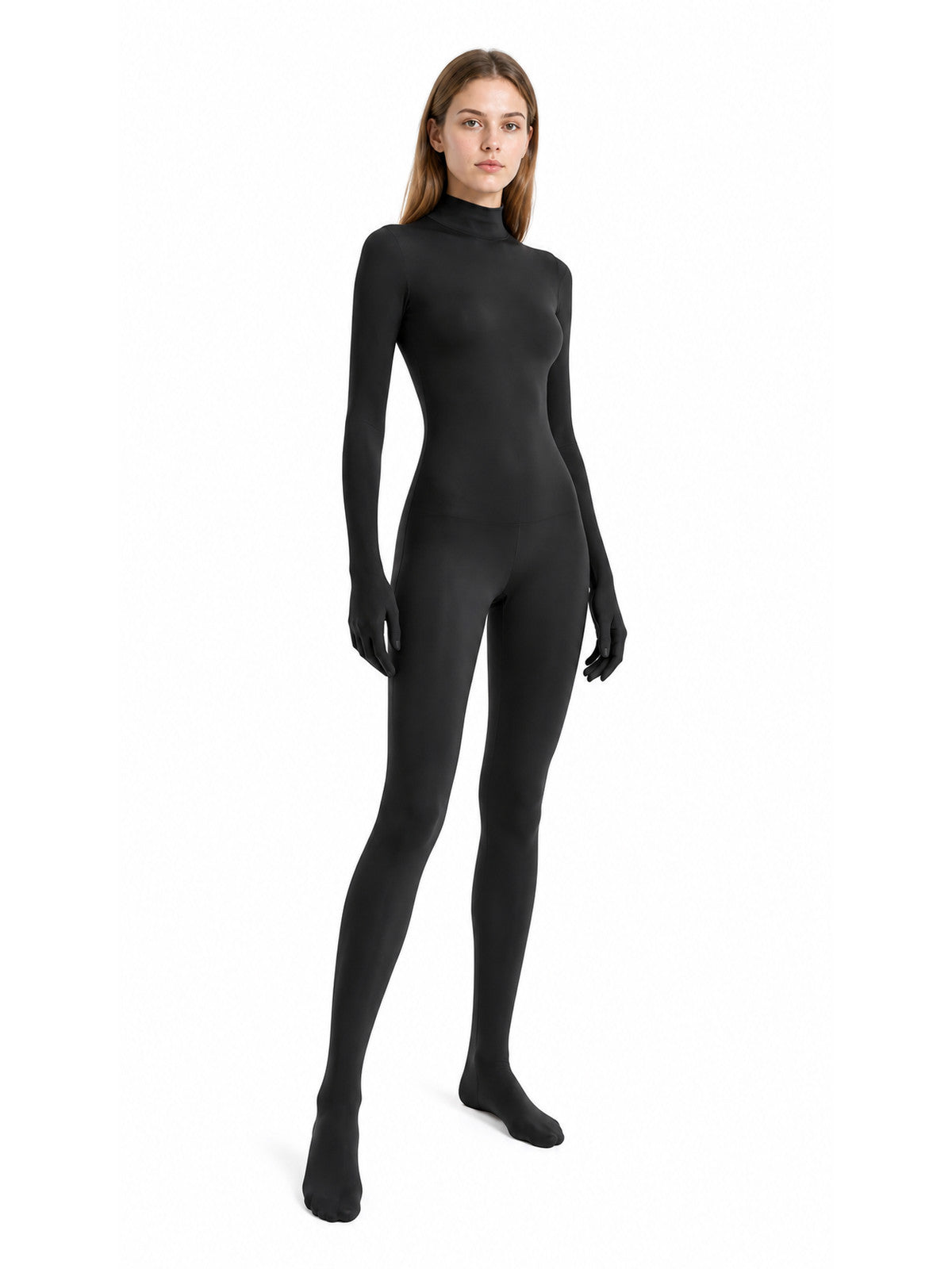 Form-fitting black jumpsuit with covered hands and feet product detail