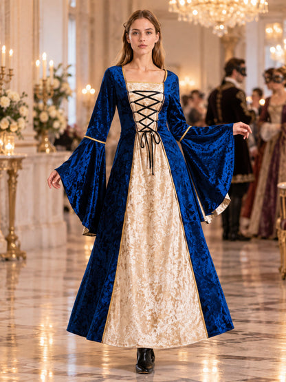 Floor-Length Costume Dress with Lace-Up Detailing