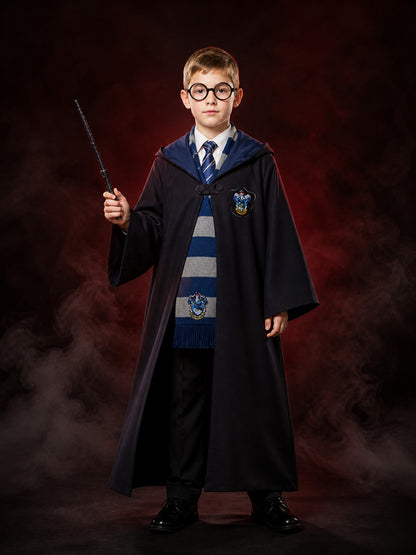 Children's Ravenclaw Wizard Robe Costume Set with Tie, Scarf, Glasses and Wand main product view